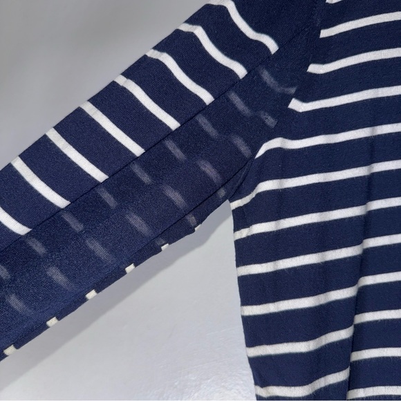 lafayette 148 Navy White Stripe Boat Neck Knit Top Nautical XL - Picture 4 of 6